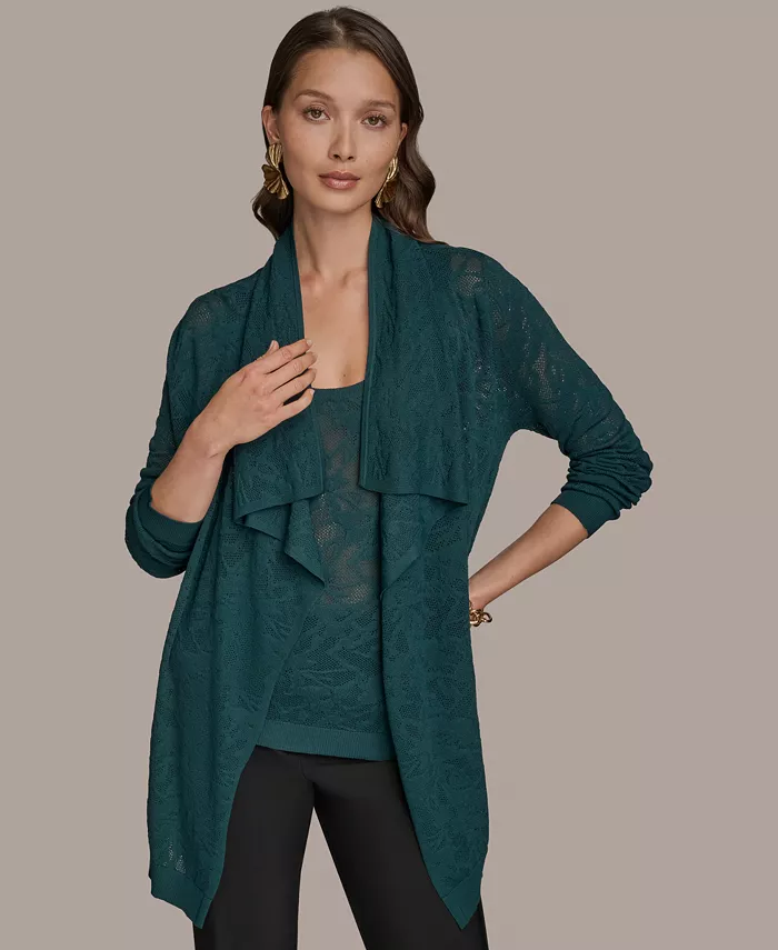 

Женский кардиган с длинными рукавами и открытым краем Donna Karan New York, синий