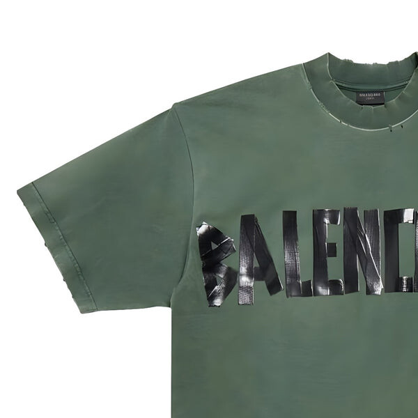 Футболка new tape type t-shirt medium fit 'dark green' Balenciaga, зеленый — фото 3