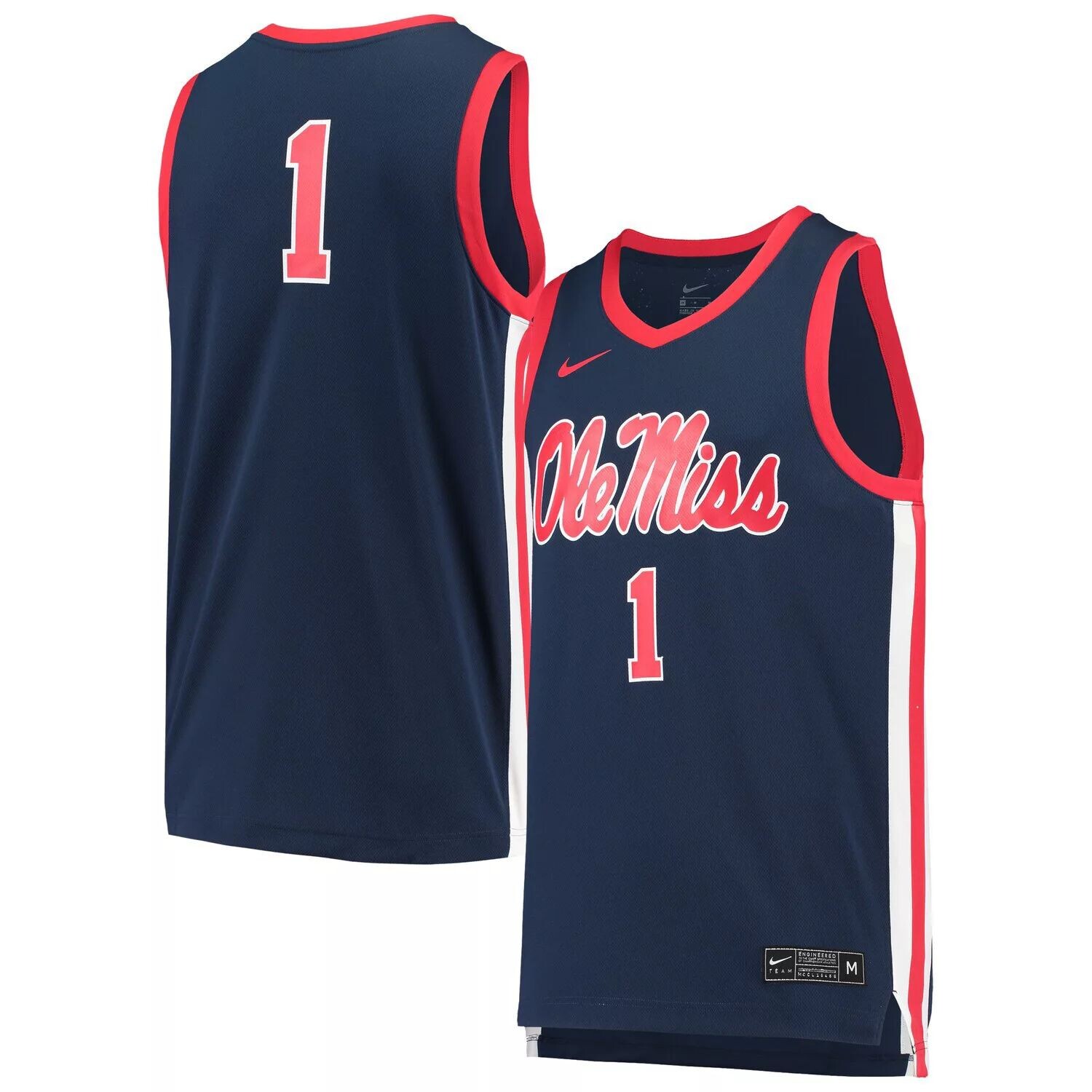 Мужская темно-синяя баскетбольная майка #1 Ole Miss Rebels Replica Nike — фото 4