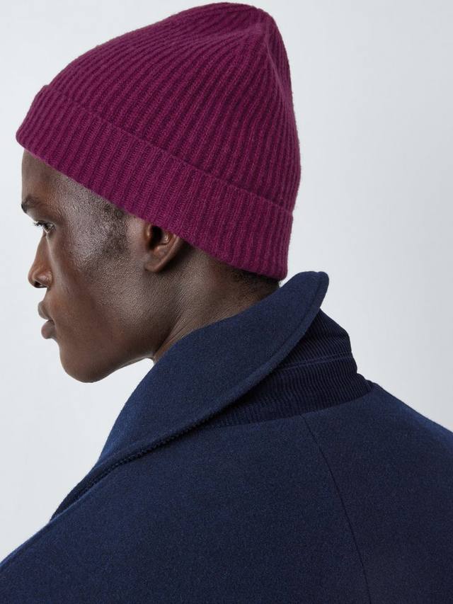 

Ребристая шапка-бини из кашемира John Lewis, Deep Berry