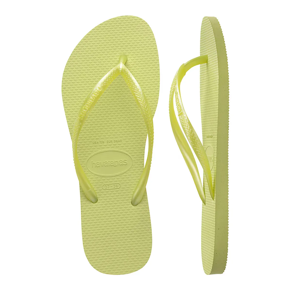 Женские шлепанцы Hav. Тонкий Матча Зеленый 412 Havaianas, лаймово-зеленый — фото 3
