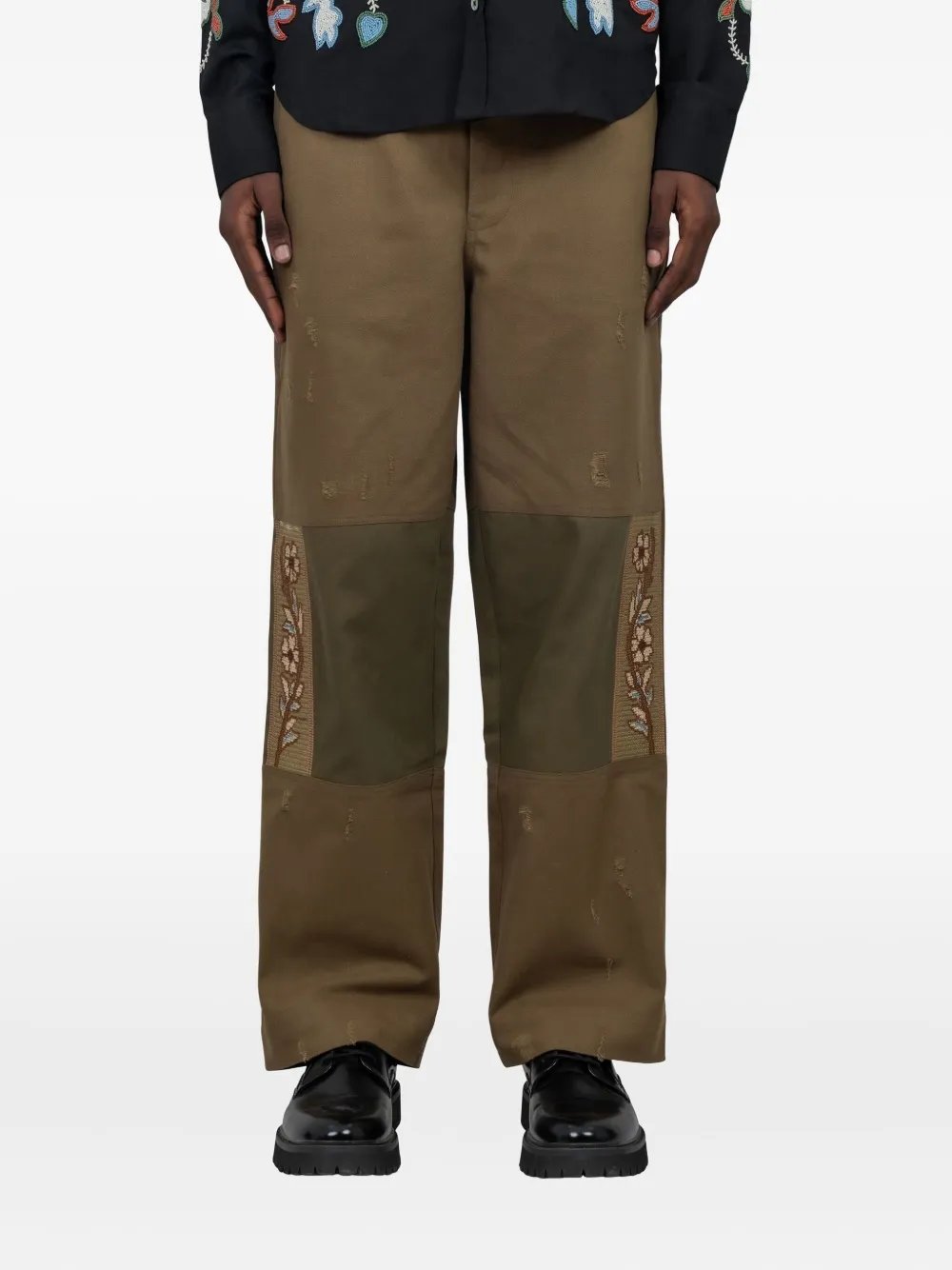 

Брюки Asher с цветочной вышивкой Baziszt, зеленый