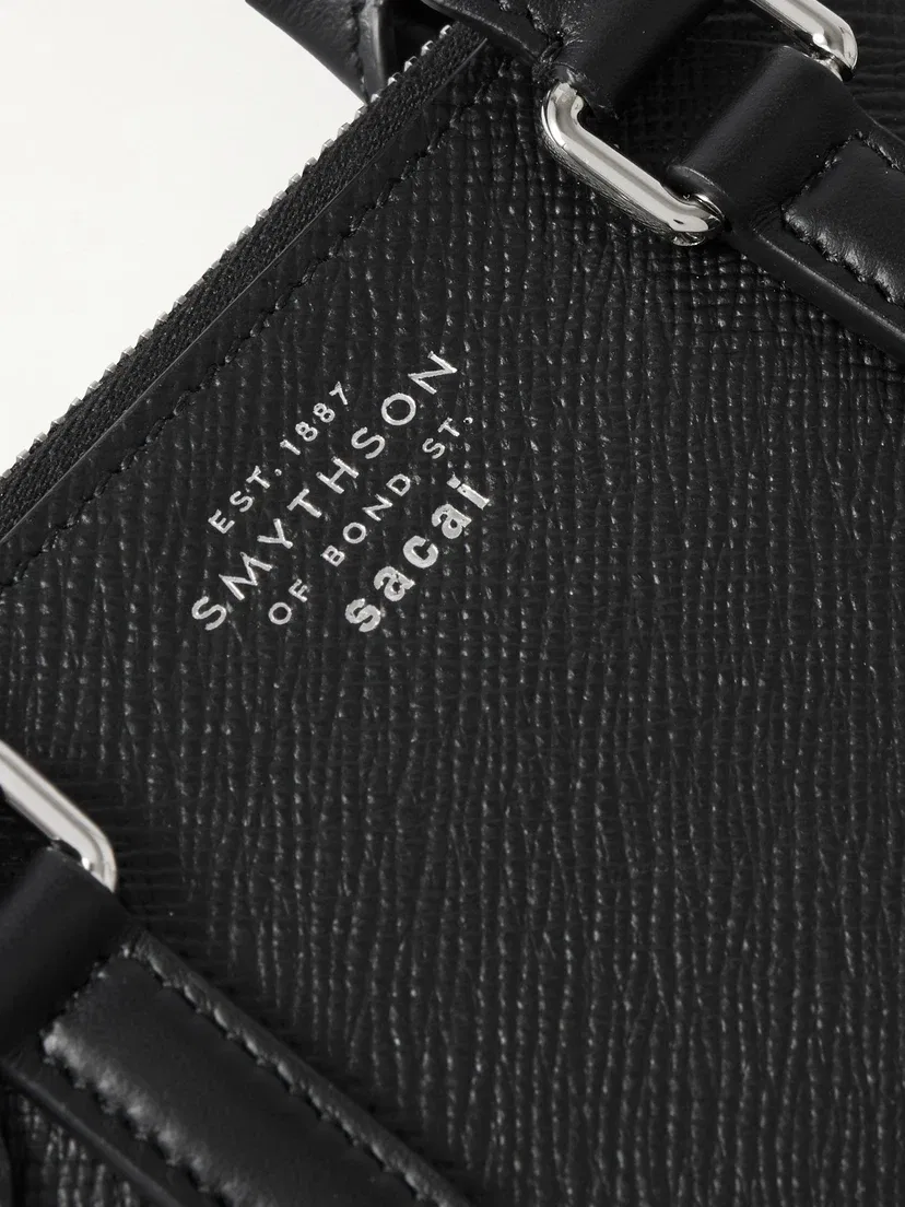 Текстурированный кожаный кардхолдер Smythson + Sacai, черный — фото 4