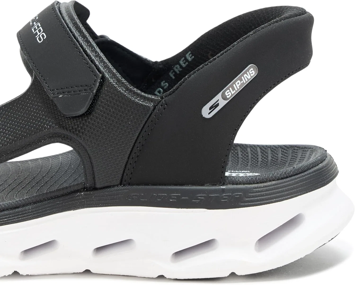 Мужские сандалии Skechers Slip Ins Go Walk Glide Step 2.0 с ремешком на четверть длины, спортивные, Black White — фото 4