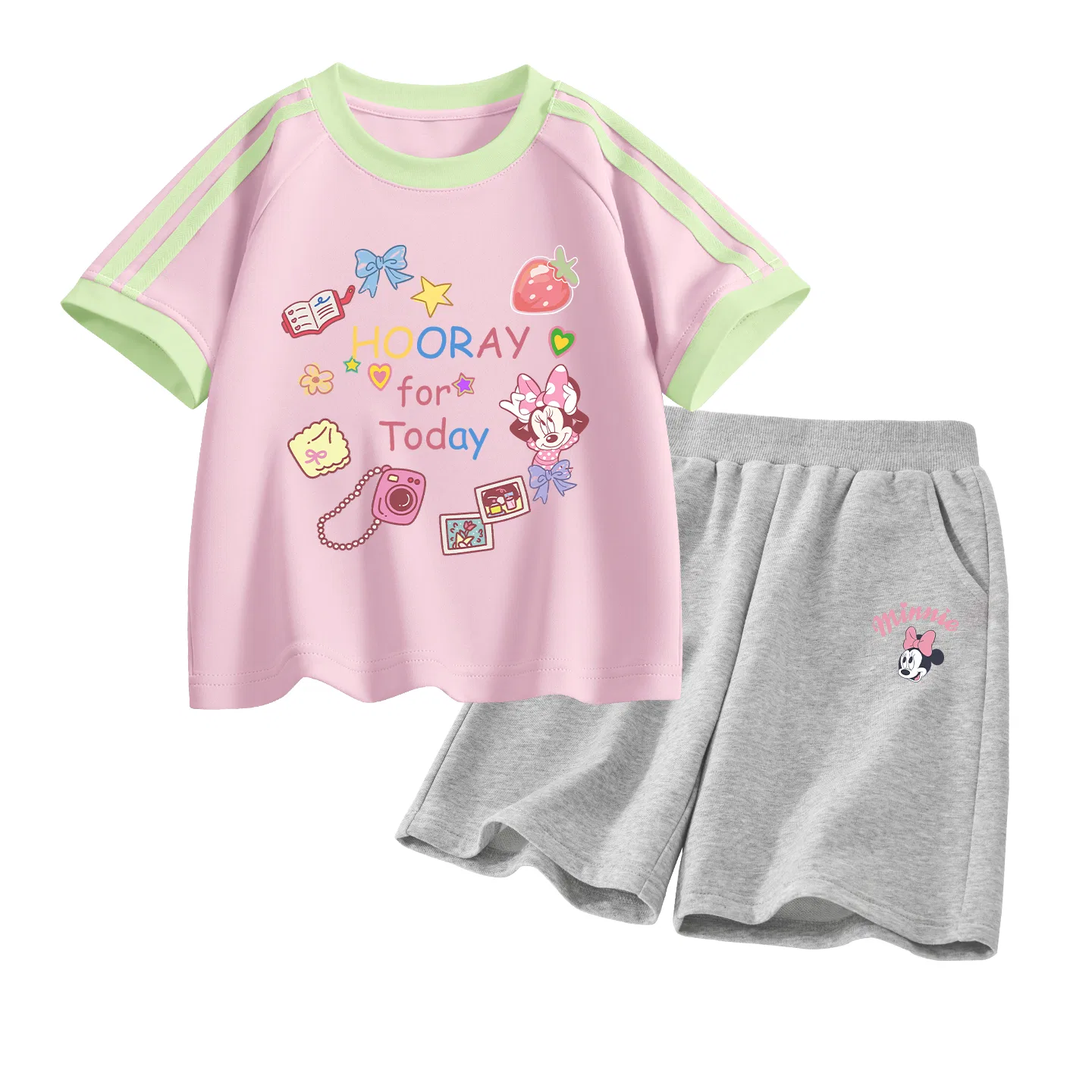 Детский спортивный костюм Casual Sportswear 2 Piece Set Disney, Di Four-Leaf K Milk Green+Di Four-Leaf K Gray — фото 3