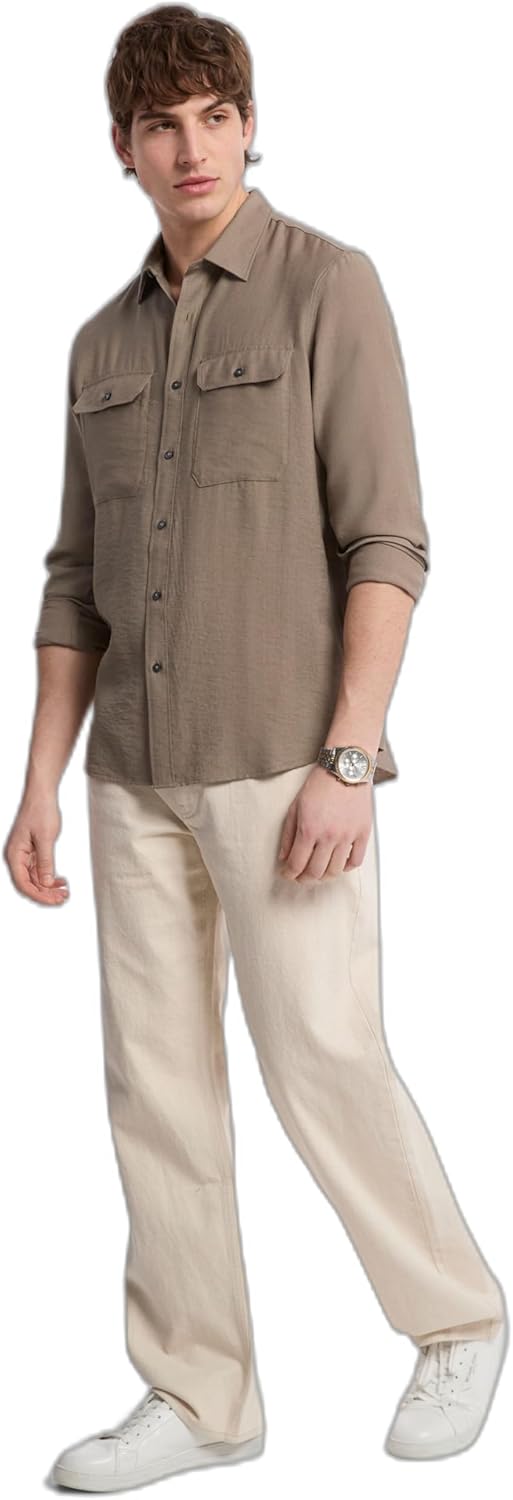 

Michael Kors мужская длинная рубашка с двумя карманами из крепа, Chestnut