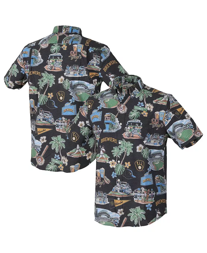 

Мужская черная кнопочная рубашка Milwaukee Brewers Scenic Tri-Blend Reyn Spooner
