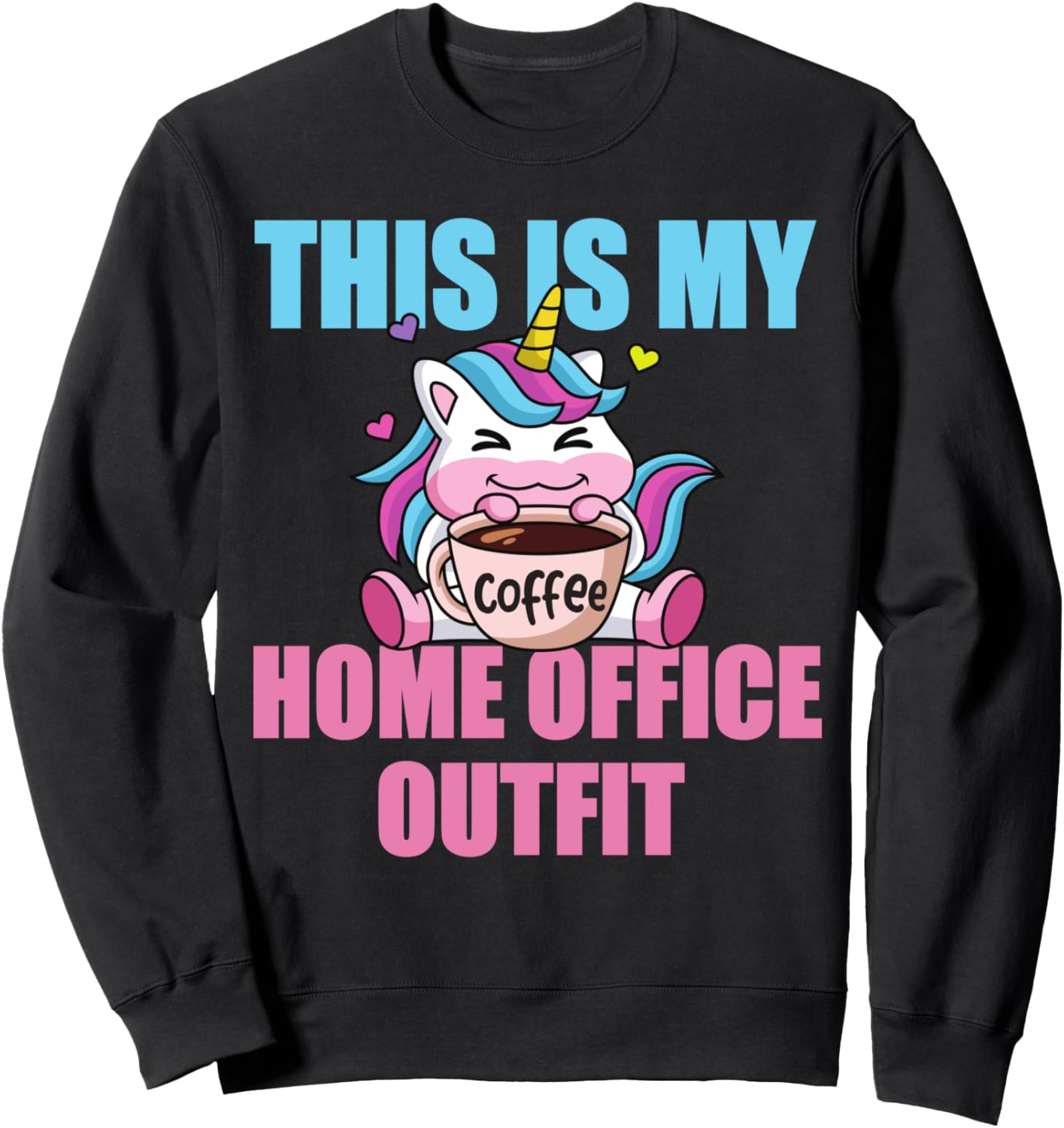 

Домашний офис с единорогом - это моя толстовка для домашнего офиса Colorful Unicorn Home Office Humor Gift, черный