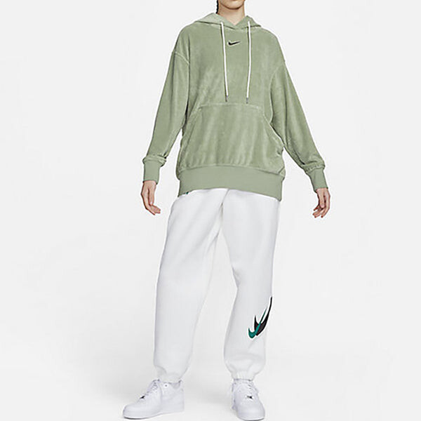 Толстовка махровая толстовка с капюшоном на шнурке Nike, зеленый — фото 3