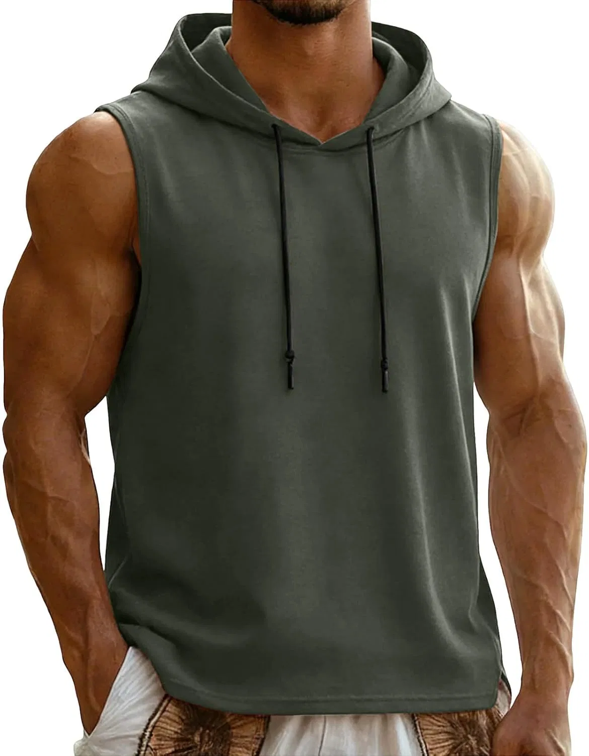 Мужская майка с капюшоном Generic, Army Green