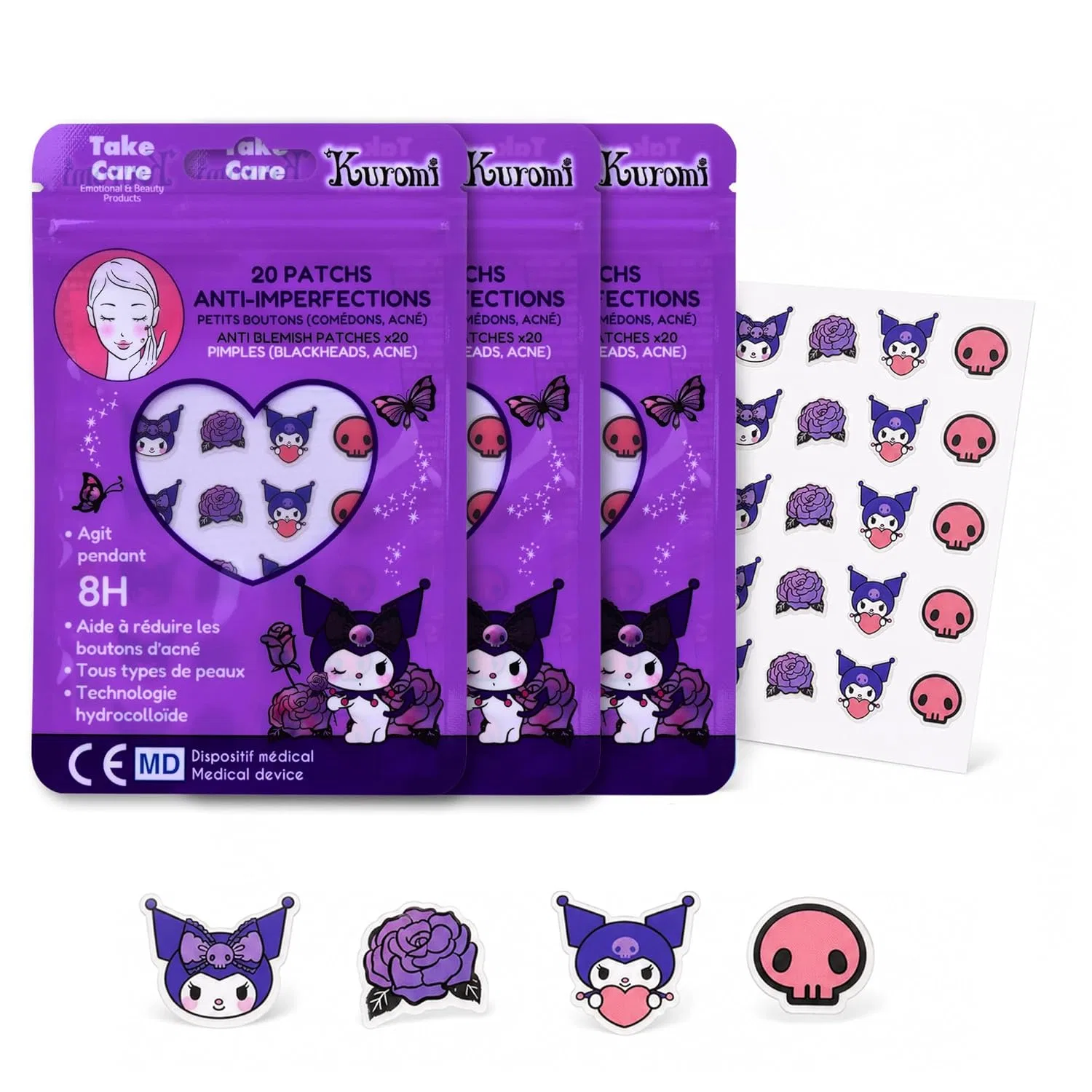 Гидроколлоидные патчи от прыщей «Kuromi» в форме звезд, 60 шт. Mevsim Store, Kuromi 60Pcs