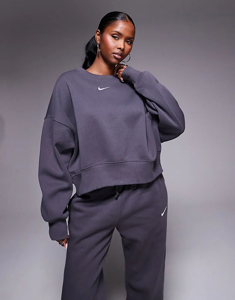 

Толстовка Nike Phoenix Fleece oversize темно-серого цвета