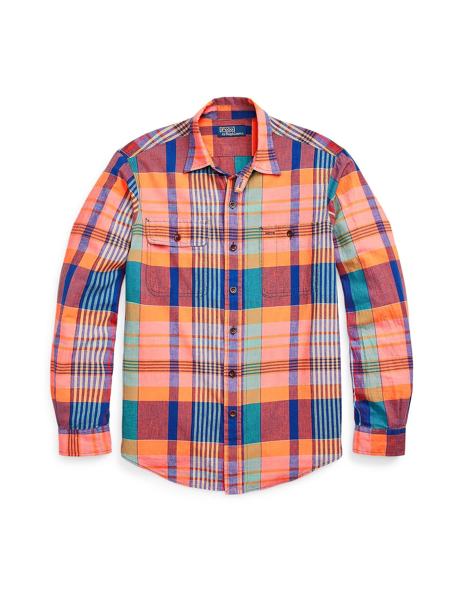

Классическая рабочая рубашка из поплина в стиле Мадрас Polo Ralph Lauren, оранжевый