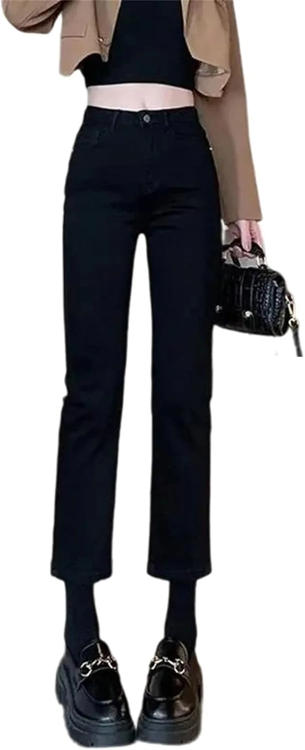 

Женские джинсы с высокой талией и прямыми штанинами