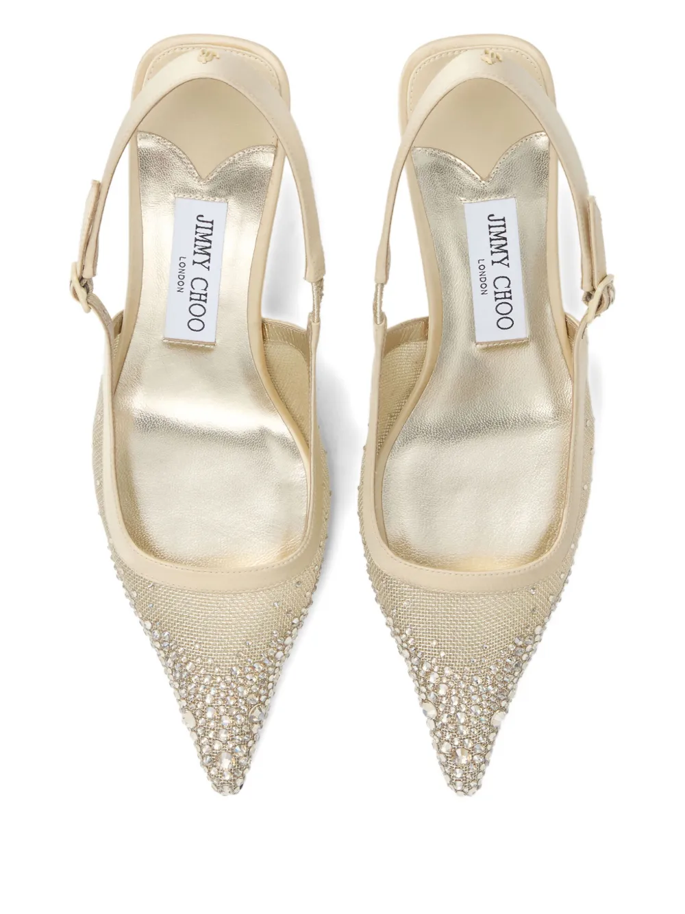 Туфли-лодочки Amel с открытой пяткой, украшенные кристаллами, 50 мм JIMMY CHOO, золотой — фото 3