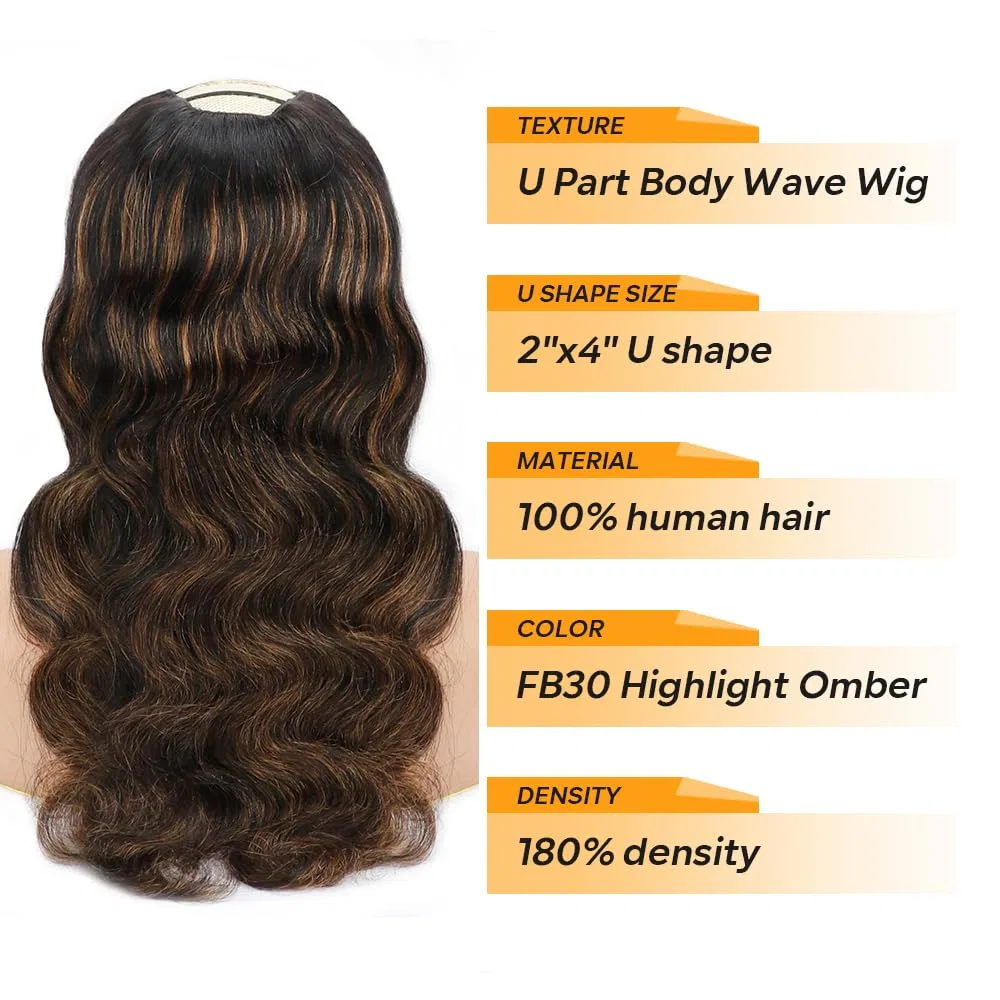 Женский парик U-образный из натуральных волос Ombre Body Wave Tahikie — фото 2