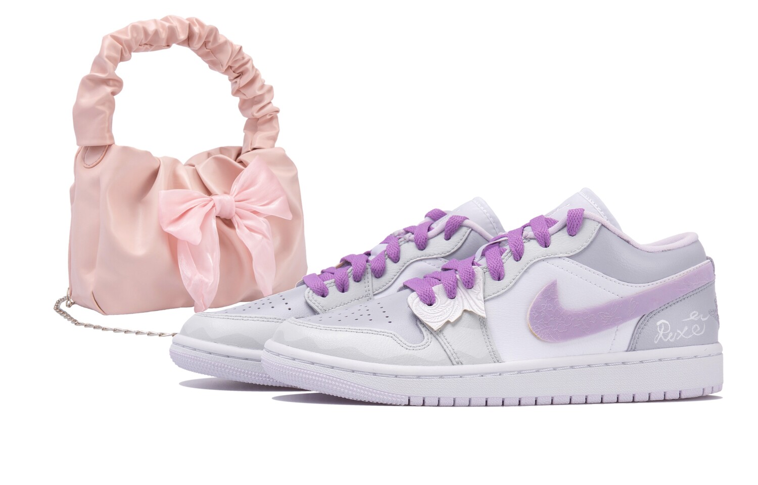 

Кроссовки Air Jordan 1 Vintage Basketball Shoes Women's Low-top Purple/grey/white, фиолетовый