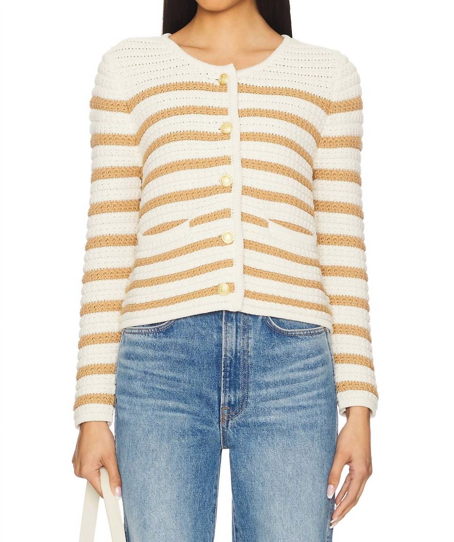 

Кардиган Oberon с застежкой на пуговицы в цвете слоновая кость/бискотти Paige