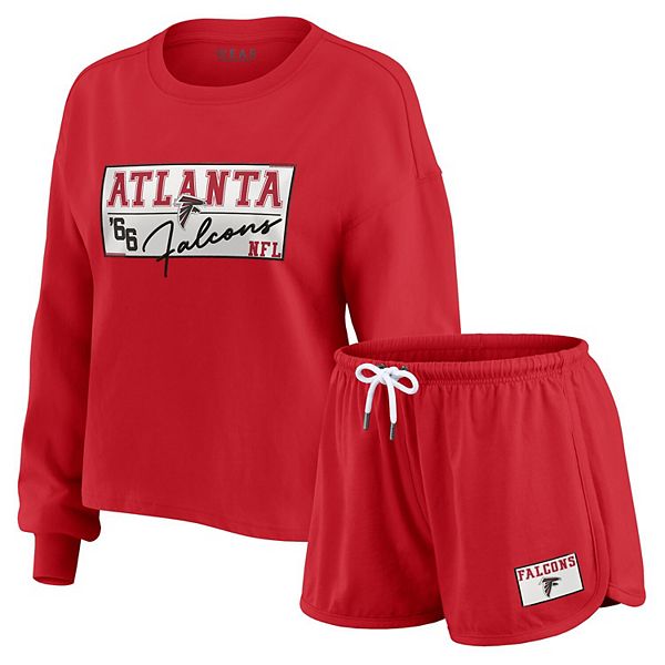 

Женский красный комплект Atlanta Falcons: регбийка с длинным рукавом и шорты Wear By Erin Andrews