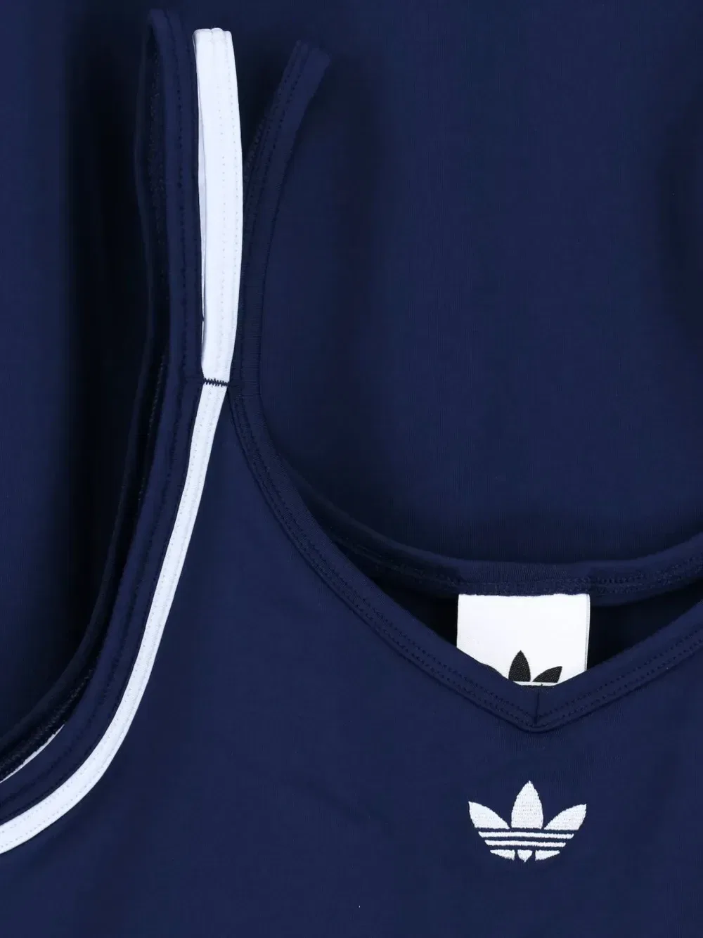 Платье с вышитым логотипом и отделкой в полоску Adidas, синий — фото 3