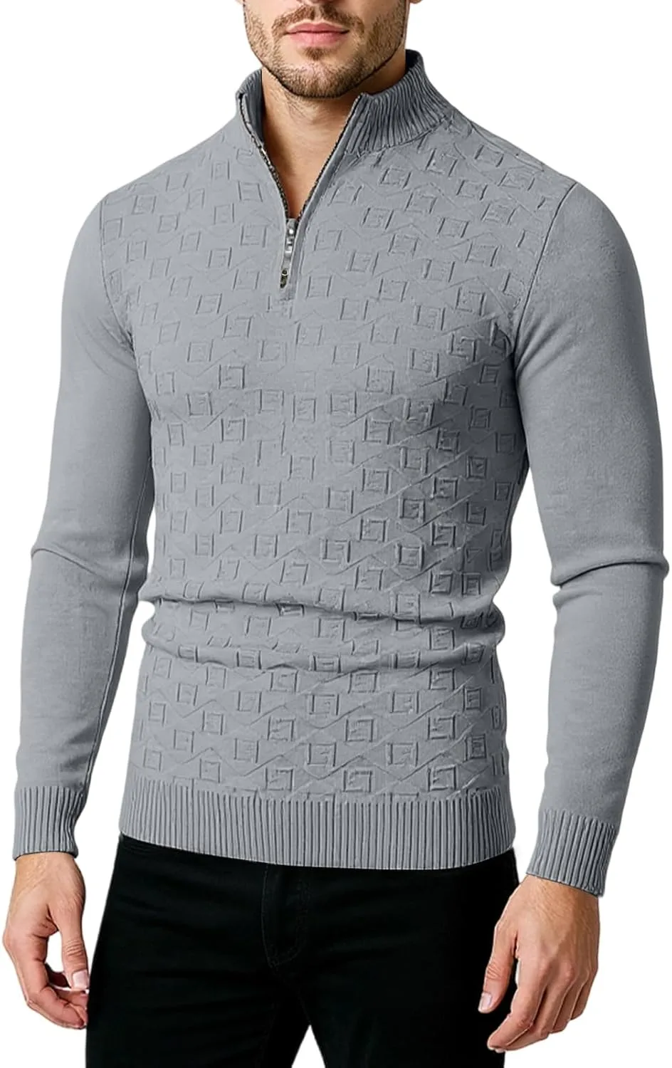 

Мужской свитер поло с застежкой на четверть, длинный рукав, хлопок DJFODJ