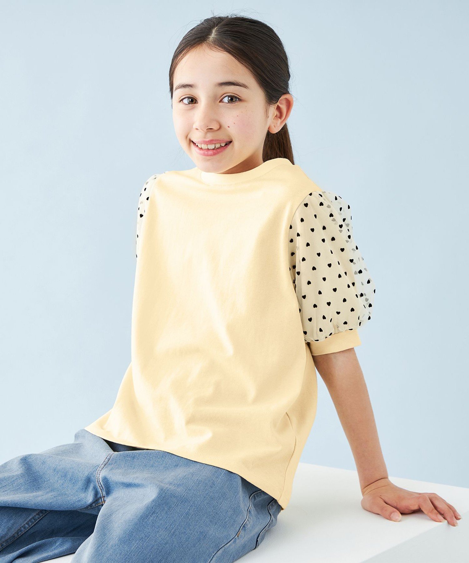 Футболка Футболки разных расцветок [110-150 см] Unfilo, Yellow [Sleeve Tulle] [040] — фото 4