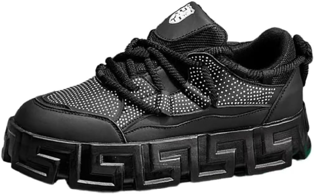 

Мужская спортивная обувь, дышащая, однотонный цвет, толстая подошва, увеличение высоты повседневной обуви, беговые кроссовки, спортзаловые кроссовки Lexamen, черный