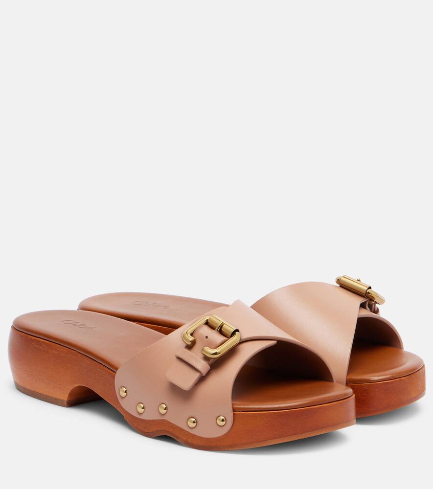 Женские кожаные сабо jeannette 40 с декоративными элементами Chloé, Blush Pink
