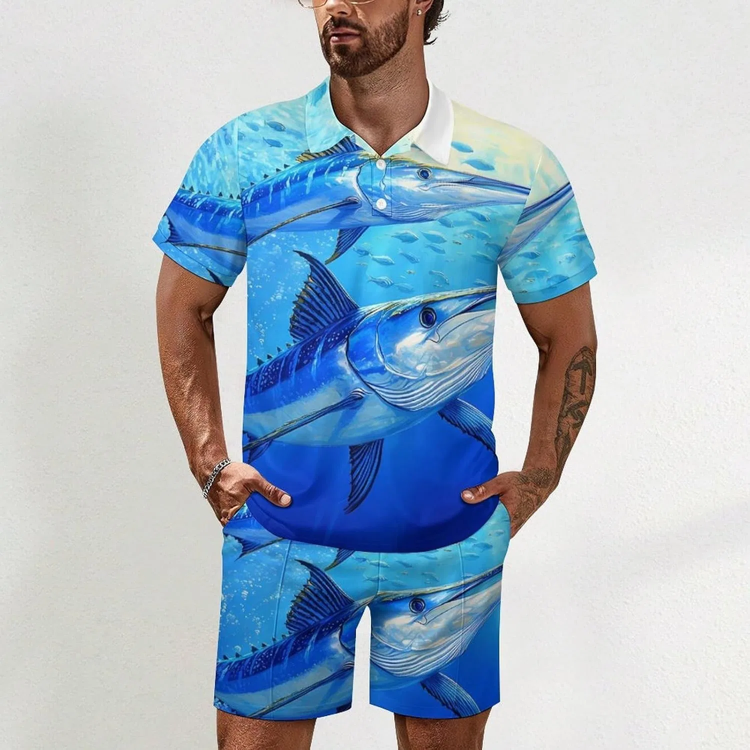 Мужской спортивный костюм с поло, Blue Marlin, 2 предмета, Style — фото 2