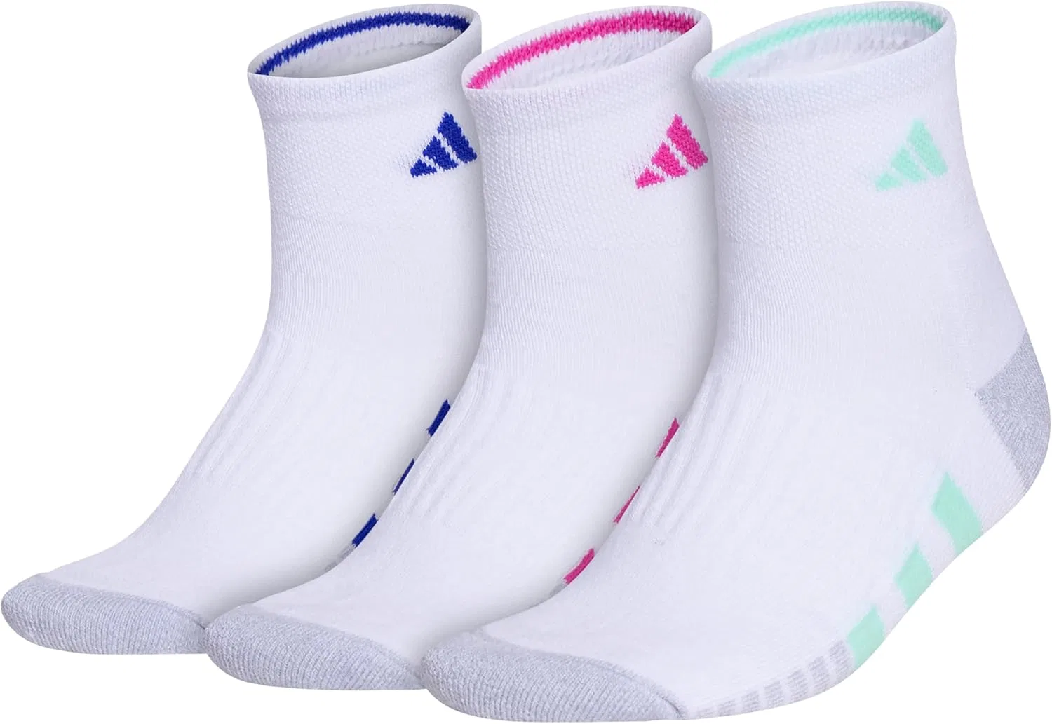 Носки женские adidas, 3 пары, White/Pulse Mint Green/Lucid Fuchsia Pink