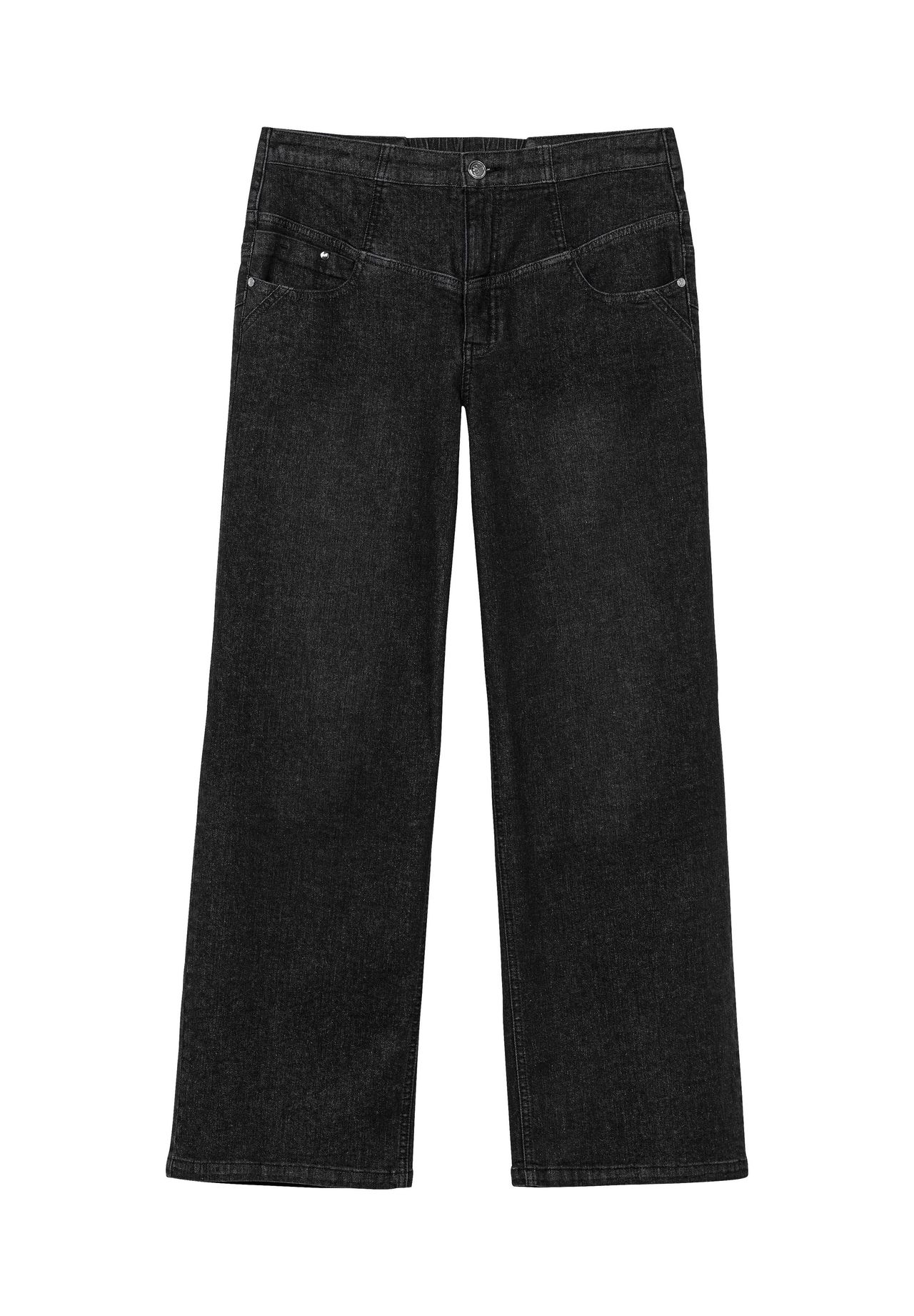 

Широкие джинсы с завышенной талией фигурного кроя ANNE Sheego, цвет Black Denim