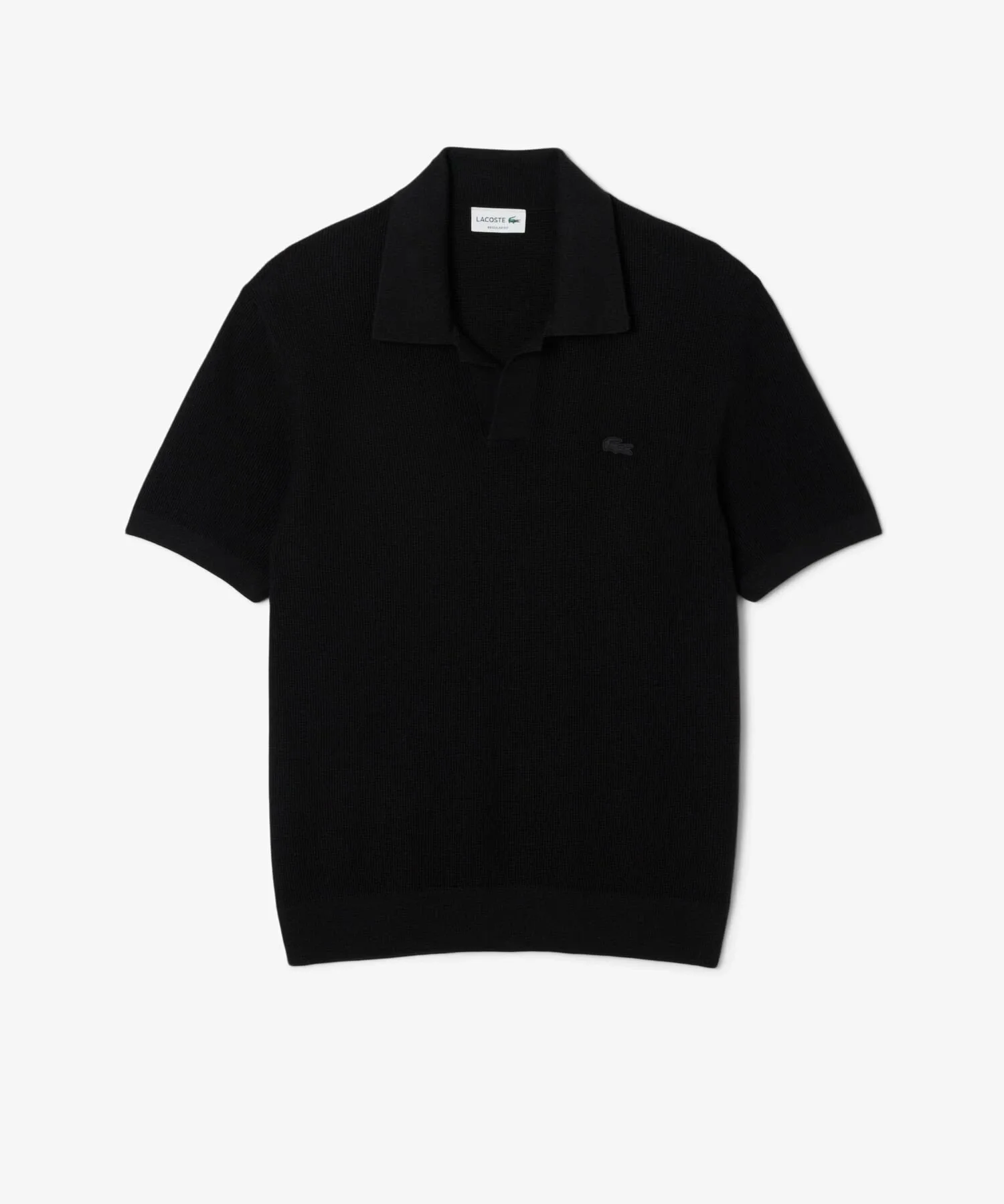 Вафельная вязка с открытым воротником LACOSTE, Black — фото 4