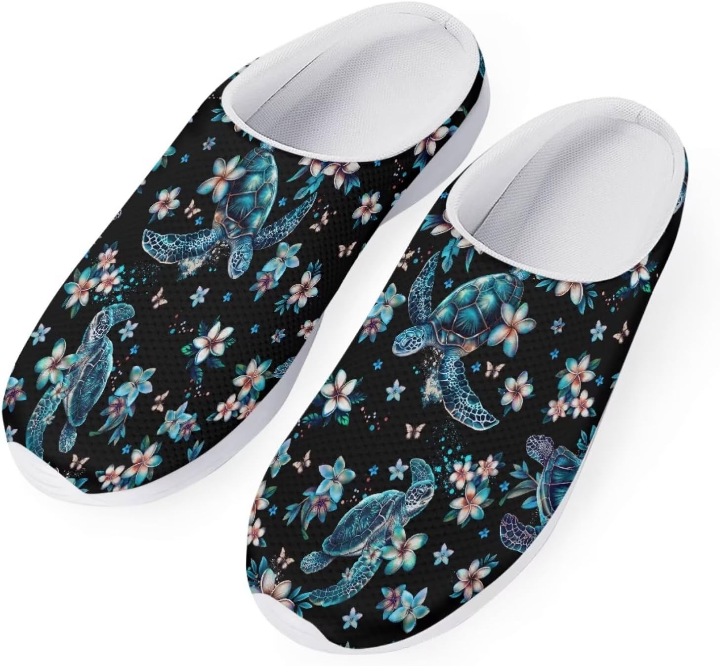 

Женские мюли-кроссовки Forchrinse Tropical Hibiscus Palm с сеткой, легкие и дышащие, для прогулок, Sea Turtle Hawaiian Hibiscus Print