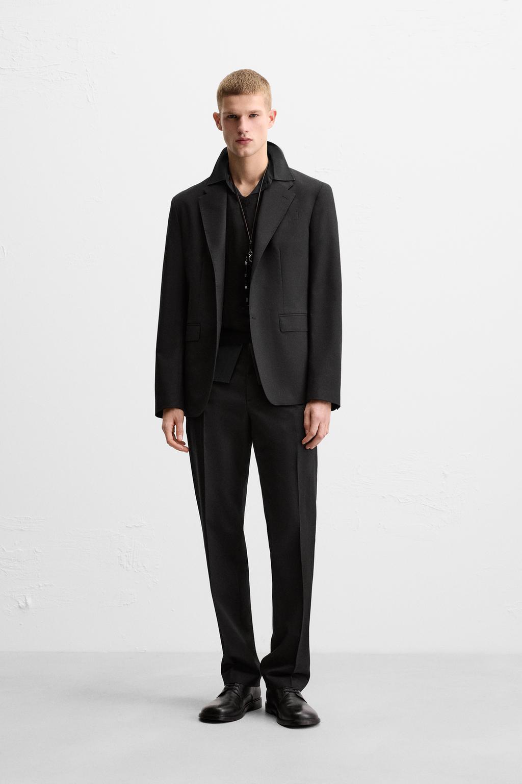 

Костюмные брюки из 100% шерсти ZARA, черный
