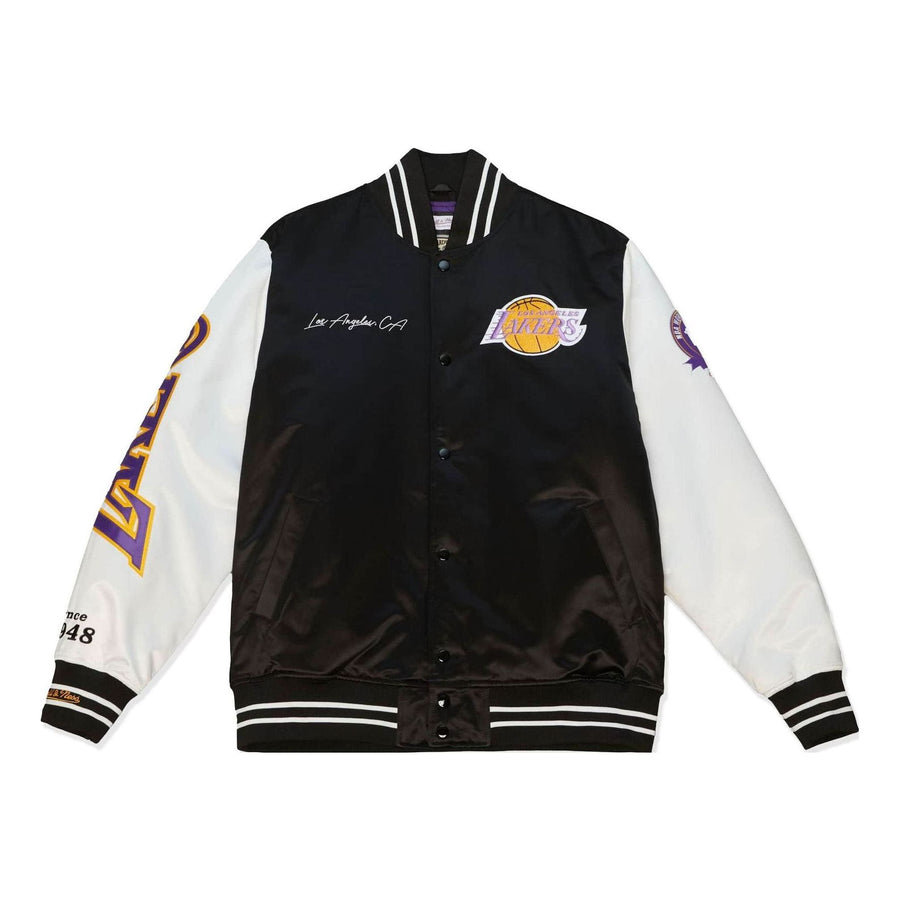 

Куртка Mitchell & Ness x NBA Team Origins Varsity Satin Jacket 'Los Angeles Lakers', черный