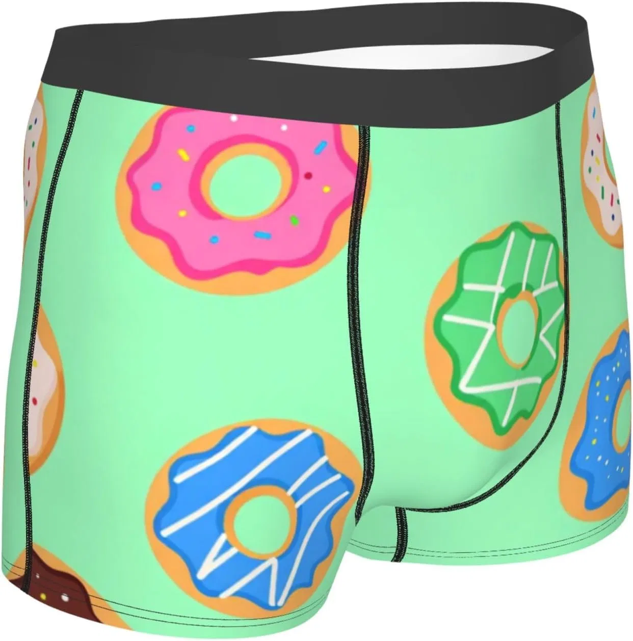 Боксеры, Men's Boxer Briefs, Pink Shark, Green Doughnut Pattern 14 — фото 4