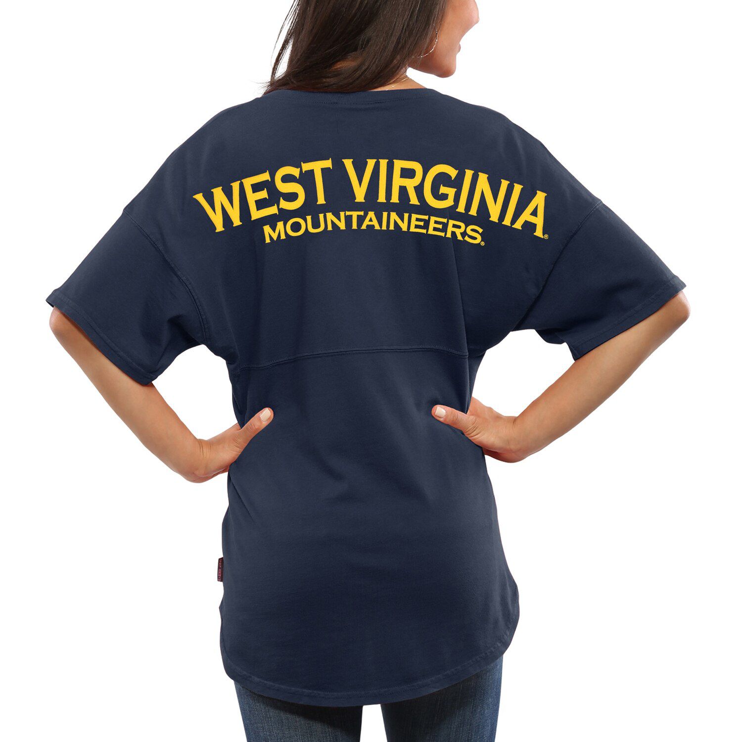 

Женская футболка оверсайз из джерси West Virginia Mountaineers Spirit темно-синего цвета, Синий, Женская футболка оверсайз из джерси West Virginia Mountaineers Spirit темно-синего цвета