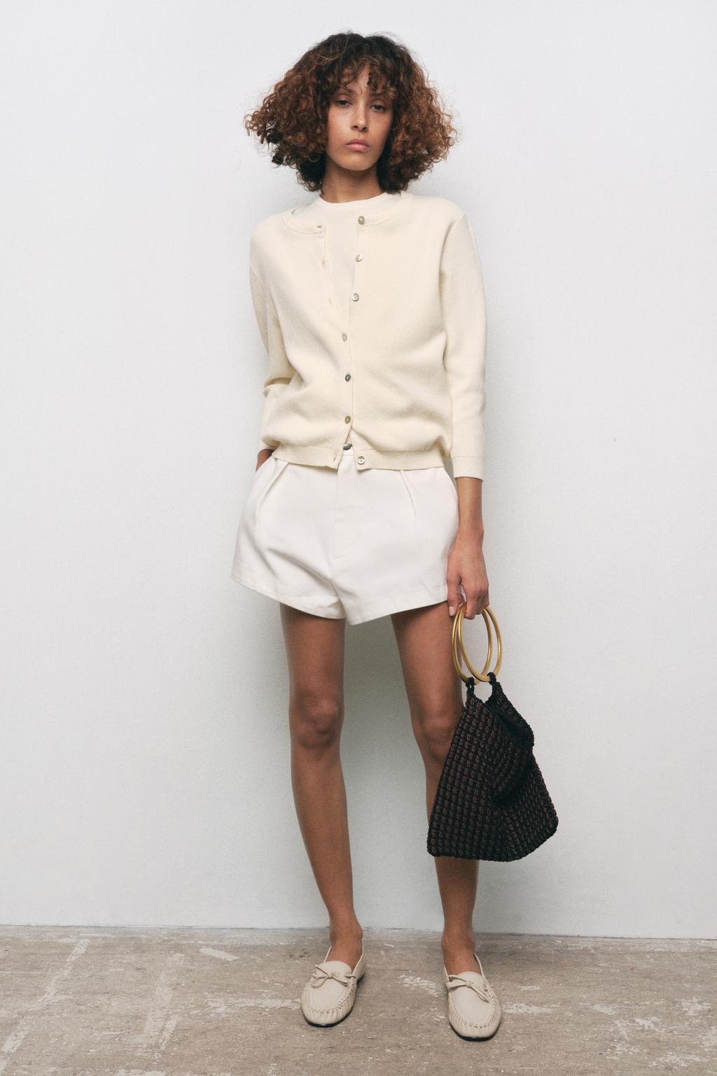 

Однотонный вязаный кардиган ZARA, цвет Ivory