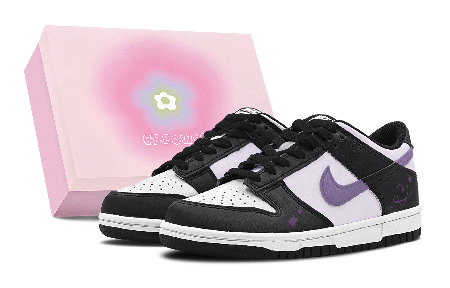 

Nike Детские кроссовки для скейтбординга Dunk "Black" с нескользящей подошвой, износостойкие, черные, фиолетовые, подростковые
