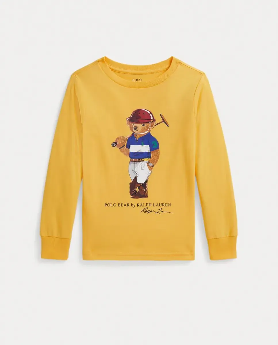 Детская хлопковая футболка с Polo Bear Polo Ralph Lauren, желтый