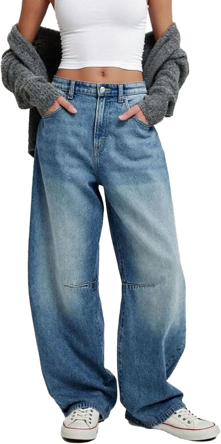 

Franhais джинсы для женщин Y2k с высокой талией и широкими штанинами