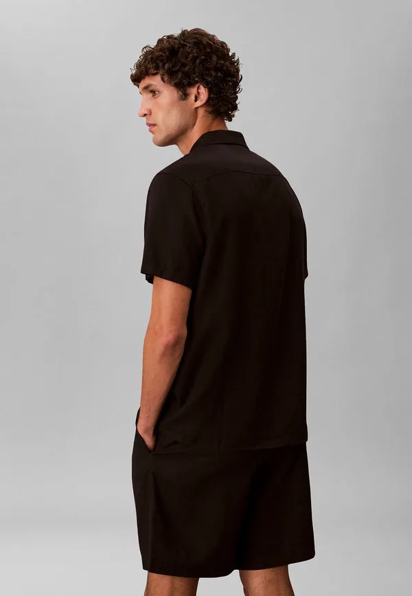 Рубашка с отложным воротником, однотонная, классная Calvin Klein, Black — фото 3