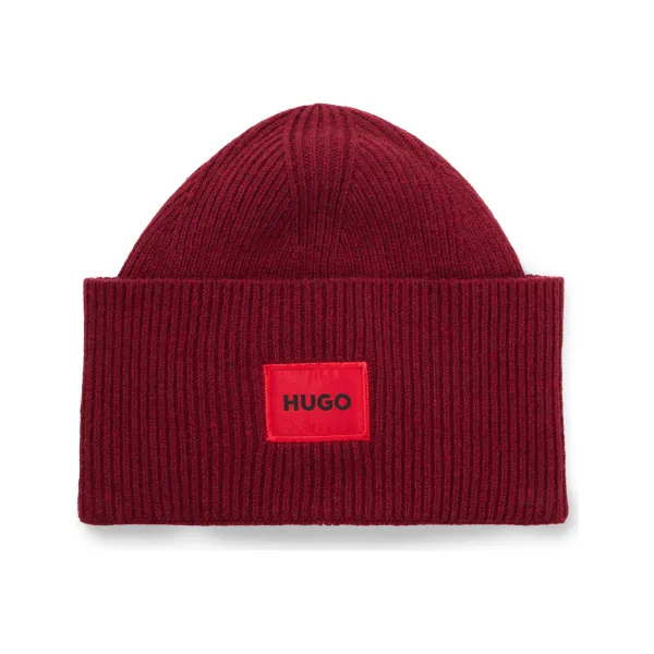 

Шерстяная шапка хафф 6 Hugo, бургунди