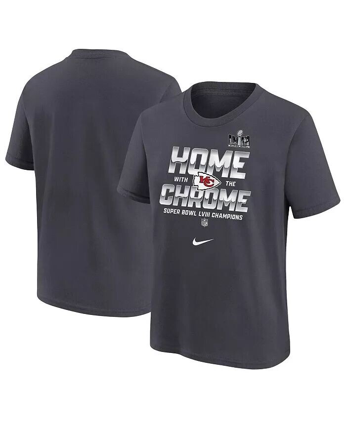

Антрацитовая футболка Big Boys Kansas City Chiefs Super Bowl LVIII Champions Parade Nike, серебряный