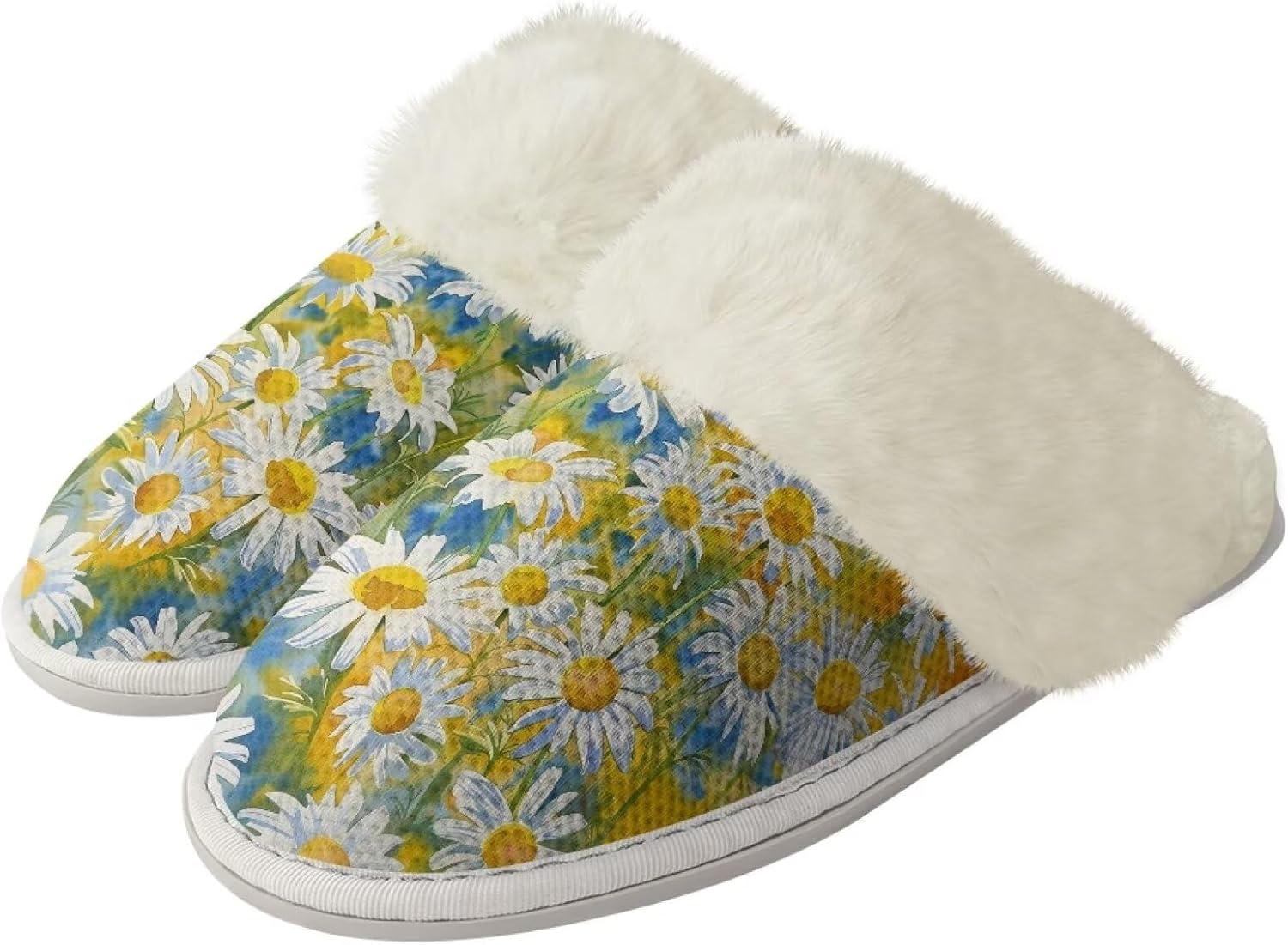 

Тапочки Glomenade для женщин и мужчин с отделкой из фланели, домашние туфли с памятью формы, закрытым носком и мягкой подошвой, для использования дома и на улице, белый