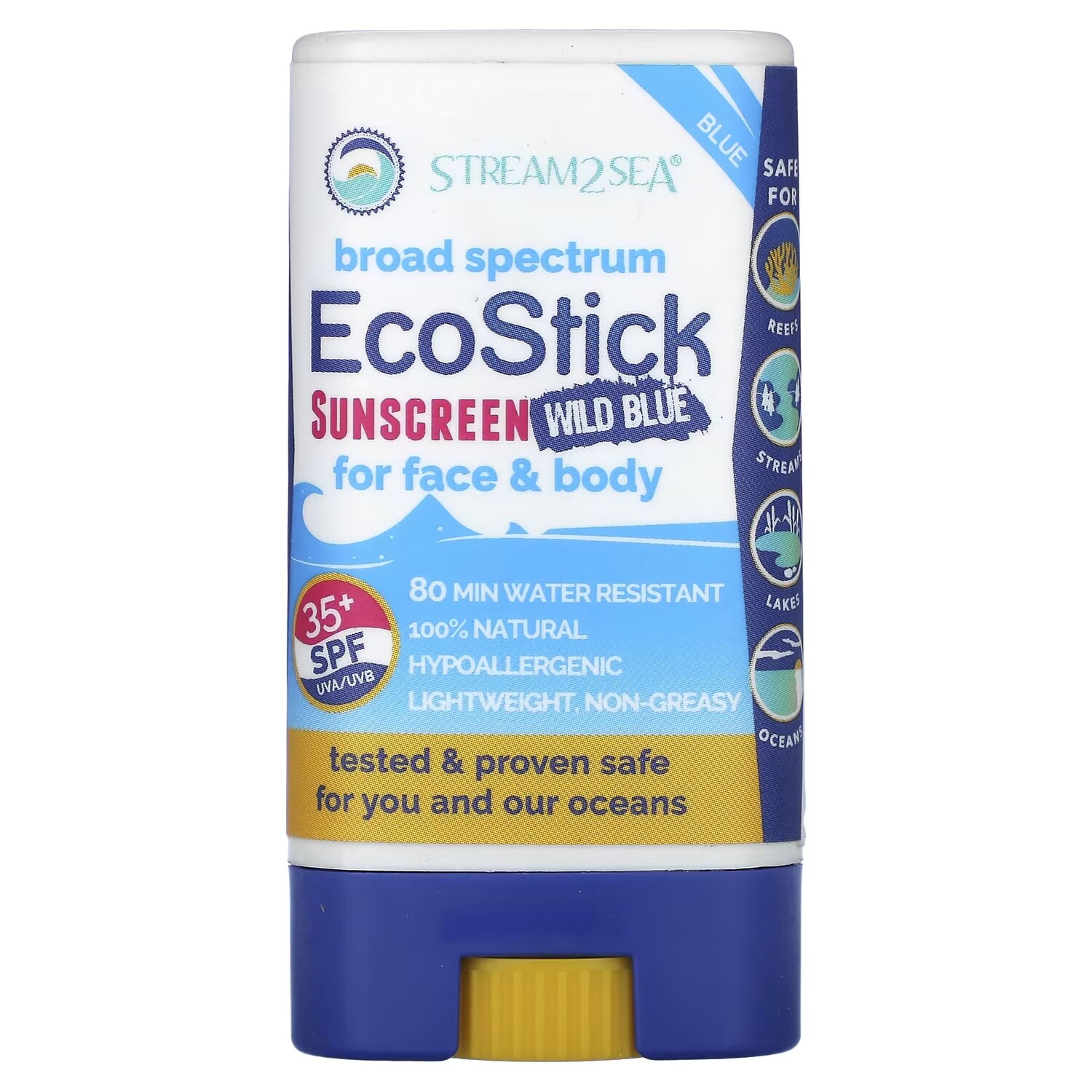 

Солнцезащитные средства Stream2Sea EcoStick Sunscreen Wild Blue SPF 35+, 14 г