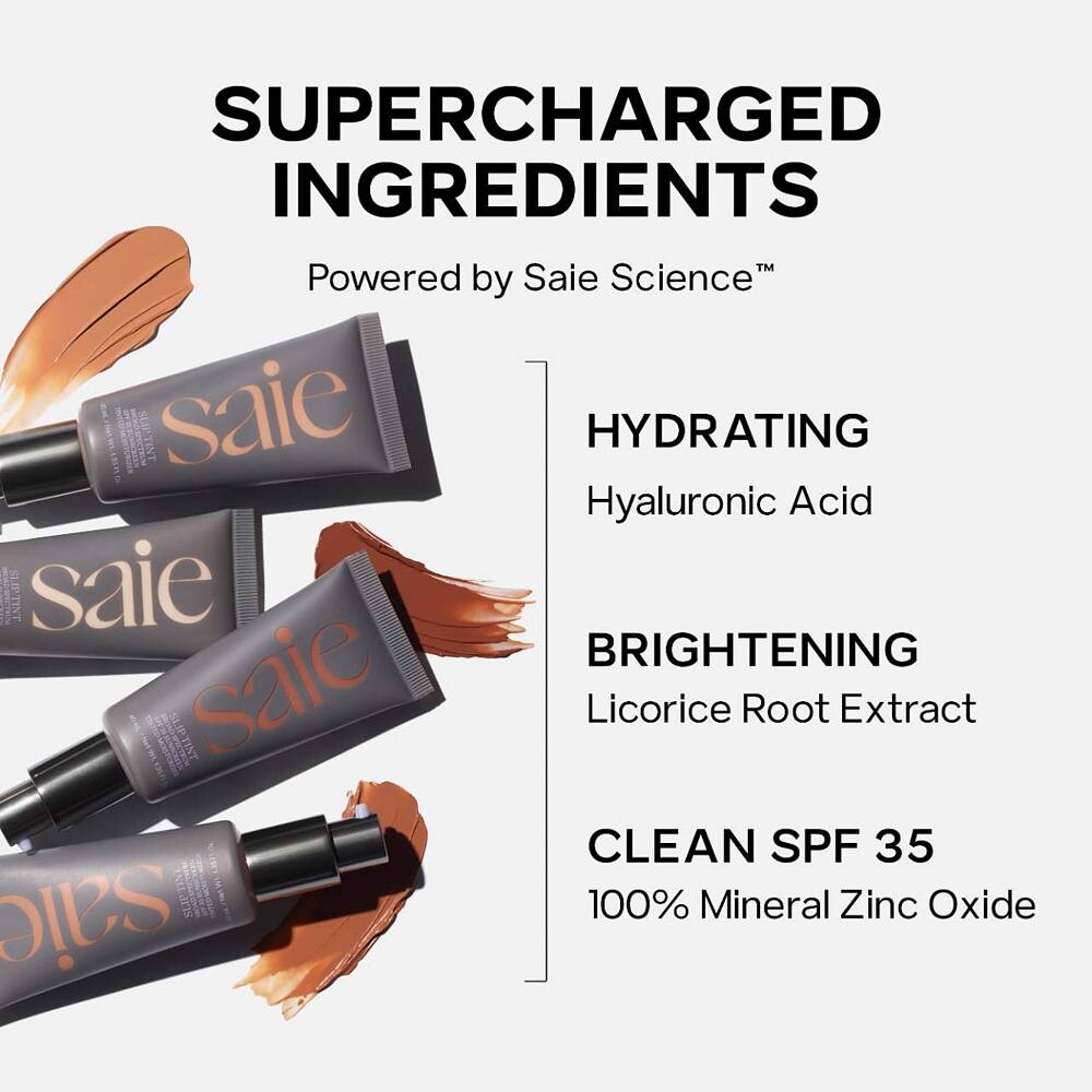 Легкий тонирующий увлажняющий крем Saie Slip Tint с минеральным цинком SPF 35 и гиалуроновой кислотой, 5 — фото 4