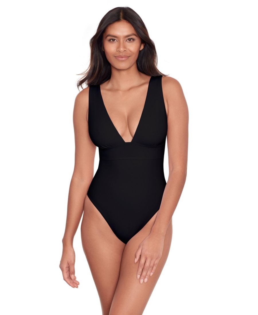 

Современный слитный купальник с V-образным вырезом Lauren Ralph Lauren, Black