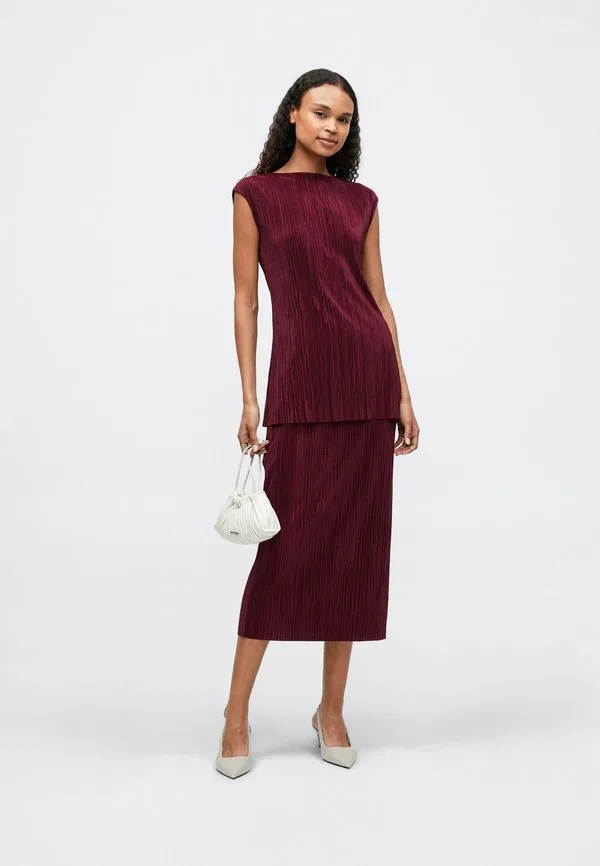 Плиссированная юбка миди, юбка в складку Calvin Klein, Berry Glaze — фото 2