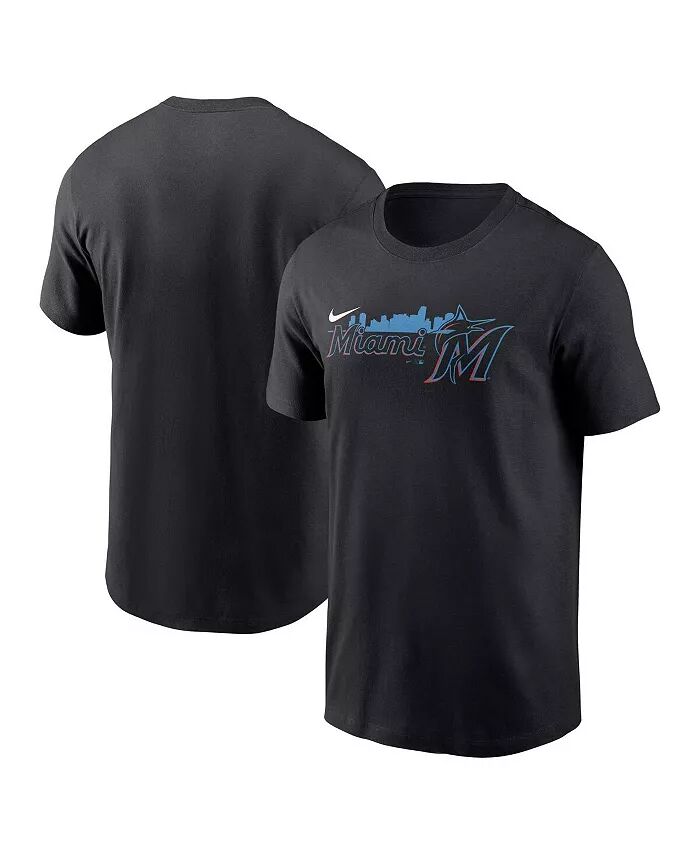 

Мужская черная футболка Skyline местной команды Miami Marlins Nike